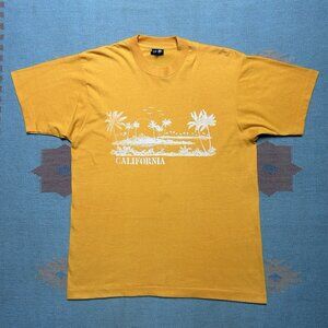 Vintage 80s 90s graphic t shirt California beach palm trees single stitch XL